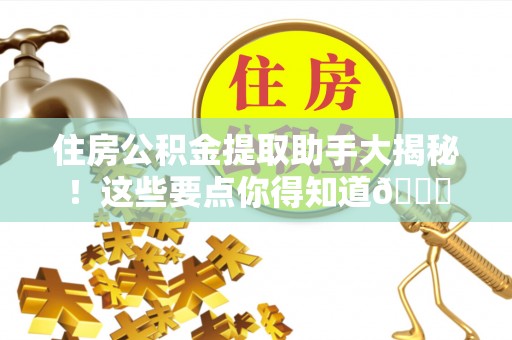新邵住房公积金提取助手大揭秘！这些要点你得知道😎